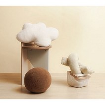 귀여운 북유럽풍 꽈배기 구름 브라운 볼 디자인 쿠션