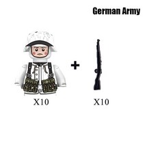 레고 피규어 조립 장난감어린이 장난감 10 개/몫 WW2 군사 독일 피규어 빌딩 블록 4 면 인쇄 미국 Soveit, 15 10pcs