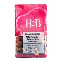 홀랜드앤바랫 밀크 초콜릿 건포도 견과류 피넛 250g Holland & Barrett Milk Chocolate Raisins Nuts Peanuts, 1팩