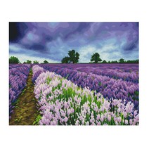 Sparkle 프레임 타입 캔버스 원형 보석십자수 DIY 키트 50 x 40cm, 1개, 로맨틱 라벤더