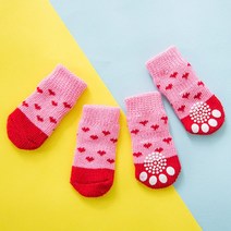 소창원단 크리스마스 귀여운 격자 무늬 강아지 양말 애완 동물 니트 미끄럼 방지 개 신발 작은 중형 제품 4, [03] L, [16] style3  pink
