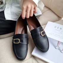 국내제작 발편한 빅사이즈 베이직 골드 버클 단화 2cm 여성 로퍼