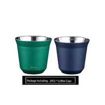 이중 벽 스테인레스 스틸 에스프레소 컵 80ml 네스프레소 픽시 단열 커피 모양 귀여운 캡슐 보온 머그잔, 2pcs wareset3_80ML
