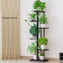 6/7/8 레이어 꽃 스탠드 랙 선반 철 공장 홀더 홈 정원 냄비 주최자 거실 스토리지, 6layers-black