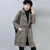 위위브렌 여성용 가을 슬림 격자 트위드 자켓