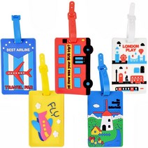 SOCEAN 골프백 여행 가방 캐리어 입체 일러스트 이름표-컬러 수하물 태그 비행기 버스 풍차 책가방 명찰 열쇠고리 화물 꼬리표 이름 메모 손잡이 고리 SIGN 비행기 네임택 자동차 키 열쇠 열쇠걸이 이름 네임 카드 홀더