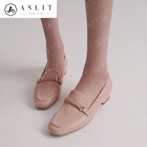 [애슬릿] 여성 스퀘어 큐빅 장식 플랫 로퍼 단화 2cm