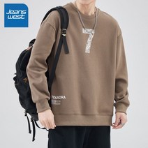 Jeanswest 블랙 코튼 T-빔 남성용 2023 반팔 긴팔 크루넥 스트레치 티셔츠 탑