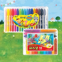 (크레파스 색연필) 아모스 파스넷 색연필 18색+파스넷 크레파스 18색 2개 세트