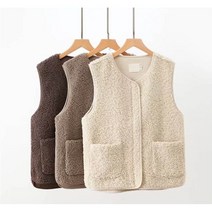 심플 여성 양털조끼 뽀글이조끼 베스트 여자 포켓