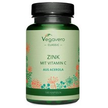 영국 베가베로 Vegavero Zinc Bisglycinate 아연 비스글리시네트 with 비타민C 아세로라 180캡슐, 1팩