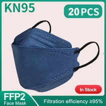 물고기 마스크 KN 마스카라 F 성인 orandi FF a k 레이어 FF 승인 얼굴 FF 호흡기 입 커버 a que, 04 20PCS Navy Blue