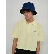 22SS [WEHOURS]옐로우 레터링자수 면혼방 5부소매카라티셔츠 HSTS2BH58Y1