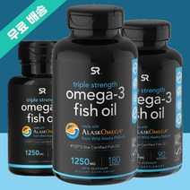 SR 스포츠리서치 트리플 스트렝스 rTG 오메가3 EPA DHA 1250mg 토코페롤 피쉬 오일 젤라틴 알래스카오메가3 오마비, 1. 30 소프트젤