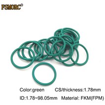 가스켓녹색 FKM o 링 ID1.78mm ~ 98.05mm 두께/CS 내유성 산 및 알칼리 씰링 개스킷 FPM o-링, 35 ID17.7x1.78mm  10pcs