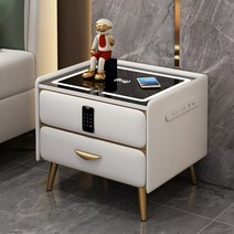 스마트 침대 원목 협탁 무선충전 usb 블루투스 스피커 잠금장치 조명 무드등, 화이트 (조명+USB+무선충전)