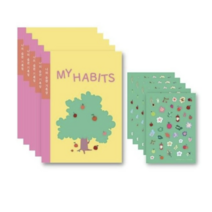 키즈바인더 초등학교 습관기록장 + 스티커 B5, 핑크, 25개