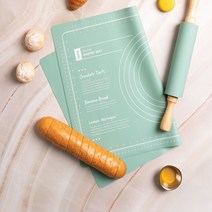 베이킹매트 베이킹실리콘매트 반죽 쿠킹 제빵 밀대, 베이킹 실리콘밀대-그린