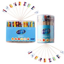 컬러 300P 과일꽂이 소형 / 중형 과일꼬지 과일안주 대용량 이쑤시개 가정용 업소용 손님접대 자작나무 요지, 300p 사각(8cm)