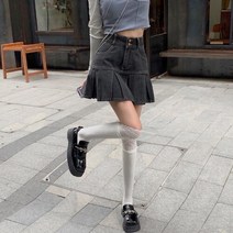 얼굴스팀기 페이스스티머 미스트기 피부관리기 여성 하이웨이스트 데님 스커트 내피 있음 날씬해 보이는, 02 Black_04 2XL