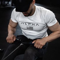엔템 ALPHA 남자 머슬핏반팔 어깨넓어보이는옷 쿨티셔츠
