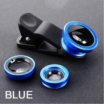 3 in 1 광각 마이크로 줌 어안 렌즈 클립 스마트폰 samsung huawei 전화 카메라 fish eye len 웹캠 커버 케이스, 푸른