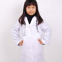 [내아이 가능성키우기] [이름새김무료] 어린이의사가운 병원놀이 어린이집 청진기 체온계 역활놀이 확대경 과학실험복 아동가운, 01. 흰색 : 5호