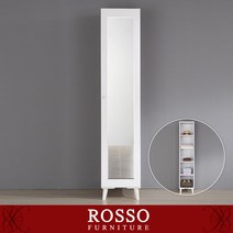 [로쏘] 프리엘400선반 거울도어 드레스룸, 화이트