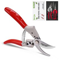 Sitajie 21.6cm(8.5인치) 우드그레인 프린팅 전지가위 가위 가위 전지가위 날카로운 Sk-5 스틸 블레이드 트리머 전지가위 트리밍 가위 원예용 핸드 툴 2피스 세트, Red