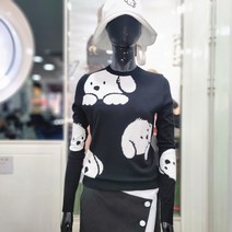 파사디골프_여성_귀여운 강아지 무늬 인타샤 니트 티셔츠_P22FKP316MP평촌점_KG