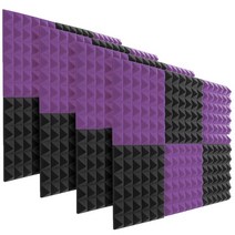 흡음패널 흡음보드12/18Pcs 25x25x5cm 스튜디오 음향 방음 폼 피라미드 소음 사운드 흡수 처리 패널 벽, 09 Black Purple_01 12pcs