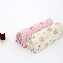 대폭린넨 파스텔플라워 2색, 아이보리