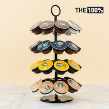 THE100% 돌체구스토 캡슐 보관함 선플라워 회전형 타워 36구 홀더 거치대, 블랙, 1개