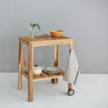 TANG 마켓비 이동식 2단 원목트롤리 아카시아 내추럴, 상세페이지 참조