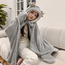 입는 담요 두꺼운 모포 집순이 이불 먼지없는 극세사 블랭킷 모포 날다람쥐 담요 후드 뿔 목도리 여성 겨울 두꺼운 케이프 담요 홈 잠자는 담요 사무실 학생 낮잠 케이프 담요