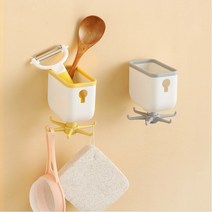 1+1 부착식 주방 360도 회전형 다용도걸이 홀더 조리도구걸이 세트, 옐로우+그레이/각1P