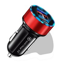 자동차 충전기 배터리 2더블 USB 차량용 충전기 20W iPhone 11 12 용 고속 Xiaomi Huawei Samsung Redmi 휴, 05 Red