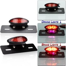 오토바이 트레일러 캐리어 후면 브레이크 테일 라이트 정지 번호판 조명 라이센스 플레이트 마운트 트럭 ATV 카페 레이서, Red