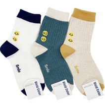 비비드칼라양말여성국산긴목스마일화이트