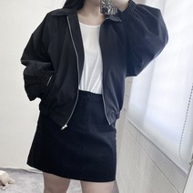 빈티지 유니크 빅사이즈 간절기 봄 오버핏 밴딩 카라 블루종 자켓