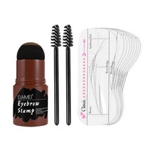 QDY 눈썹 스탬프 쉐이핑 키트 메이크업 한 단계 오래 지속되는 구축 가능한 10Pcs 눈썹 카드 2Pcs 눈썹 브러쉬, 1.18 × 1.18 × 3.39inch., 자연스러운, 중간 브라운