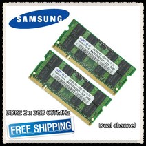 Samsung DDR2 2x2GB 4GB 듀얼 채널 667MHz PC2-5300S 오리지널 정품 ddr 2G 4g 노트북 메모리 RAM SODIMM, [01] 2 x 2GB