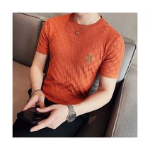 영국 스타일 여름 레저 남자 짧은 소매 뜨개질 t-셔츠/남성 슬림 맞는 체크무늬 자 수 t-셔츠 니트 스웨터 S~4XL