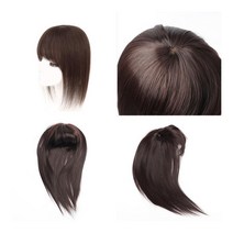 풀커버 인조모 앞머리 정수리가발 40CM 초코브라운 한복가발 붙이는가발