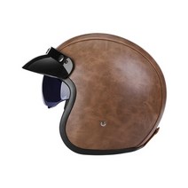 클래식헬멧 오토바이 agv 쇼에이 바이크 풀페이스 오픈페이스 소두핏 경량 스냅백 시스템 가벼운 카본 반모 코모 스쿠터 레트로 쉴드 헬멧 오토바이 헬멧 오픈 페이스 카페 레이서, 갈색 가죽, m