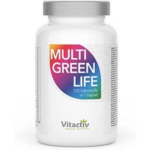 vitactiv multi green life - 그린푸드 종합비타민 제제 - 천연 복합 100가지 영양소 - 비타민 c d e b 비타민 - 미네랄 효소 오메가3 필수 진균 프로, 월팩