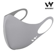 윈어블 항균 구리사 빨아쓰는 귀 안아픈 먼지차단 KF-AD 헬스장 운동용 헬스 러닝 축구 골프 마스크, 윈어블 스포츠 마스크 메쉬 그레이