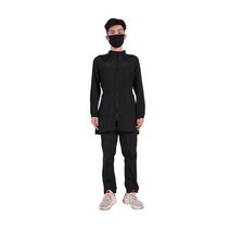 애견미용가운 빅사이즈 미용사복 애견샵 동물병원 수의사 털 안붙는 유니폼, L, 4 긴 지퍼  긴 검은색 소매