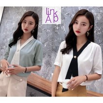 링크어패럴 심플 진주 여성블라우스 여성오피스룩 여성 셔츠블라우스