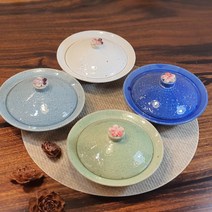 도자기 뚜껑 반찬그릇 간식그릇 매화 소, 화이트, 대